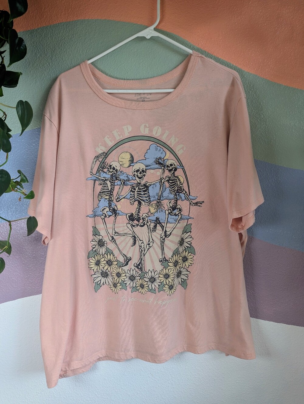 Zoe + Liv Pale Salmon 'Keep Going' Skeleton Graphic Tee